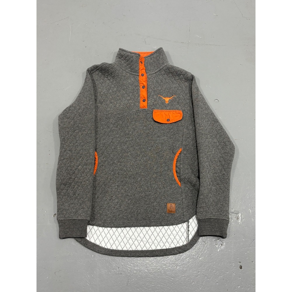 Pressbox Texas Longhorns Quilted Pullover Sweatshirt Grey‎ Orange Small NCAA - Picture 2 of 7